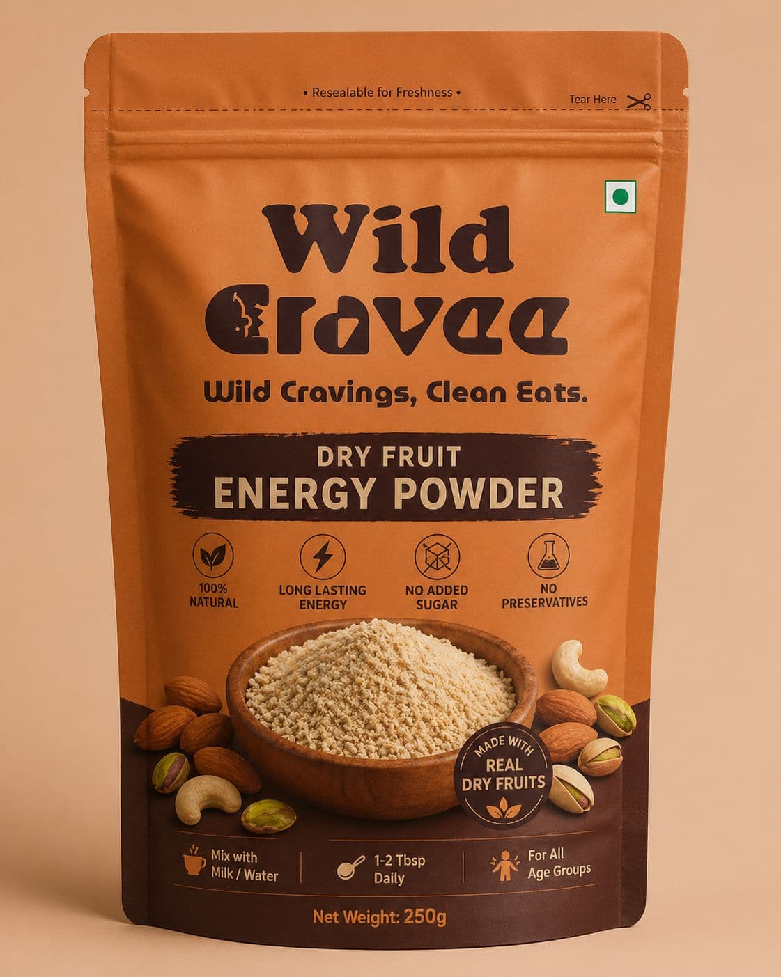 Wild Cravee Dry Fruit Energy Powder pouch, preview
